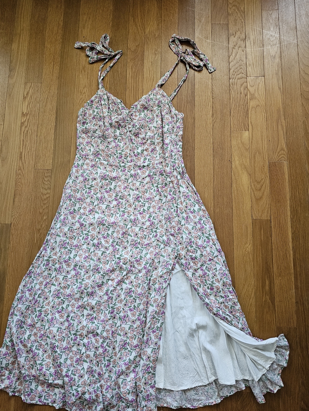 Lulu's Pink and Green Floral Tie-Shoulder Maxi Dress